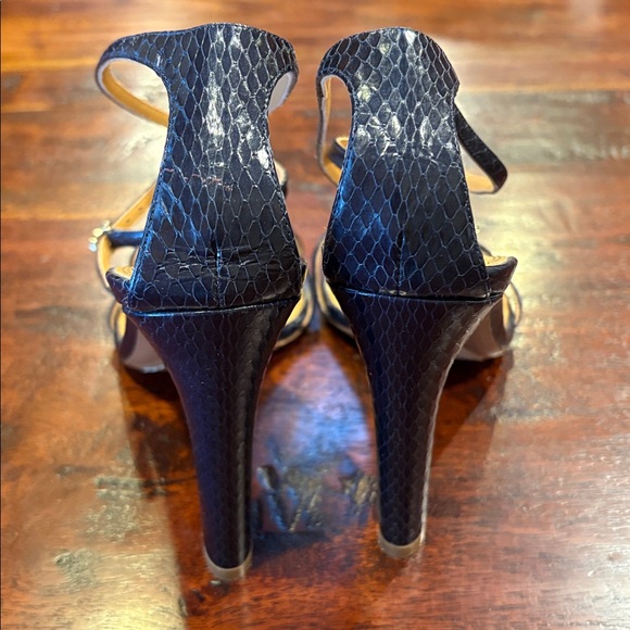 Ralph Lauren Collection Ardelisa Ayers Snakeskin Sandals Heels Dark Navy size 40 - Picture 5 of 13